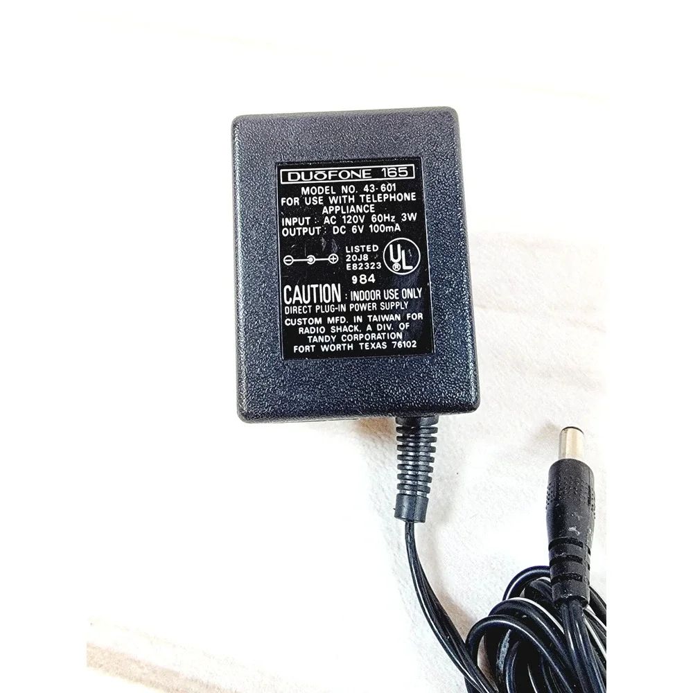 DUoFONE 165 Model 43-601 AC Adapter 6V 100mA Power Supply OEM